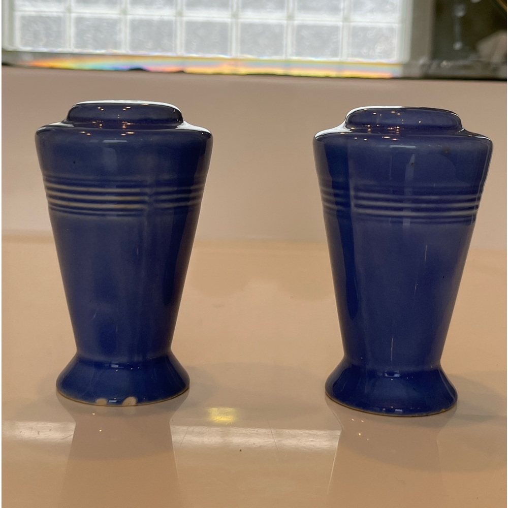 Vintage Fiestaware Harlequin Mauve Blue Salt and Pepper Shakers